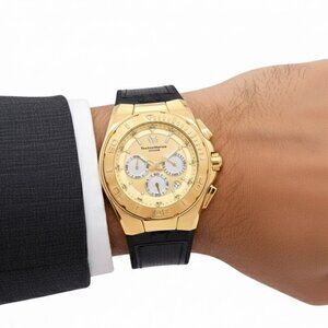 NWT Authentic Technomarine Cruise Chronograph Quartz Gold And Silver Dial Watch